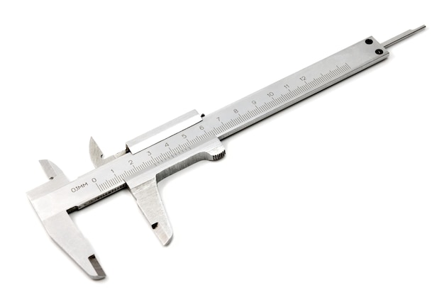 Tools collection - stainless steel caliper on a white background. The precision tool.