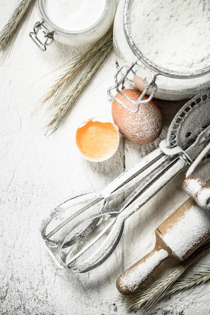 Photo tools and ingredients for the dough