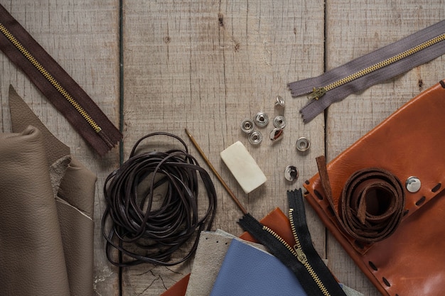 Tools of leather on floors.