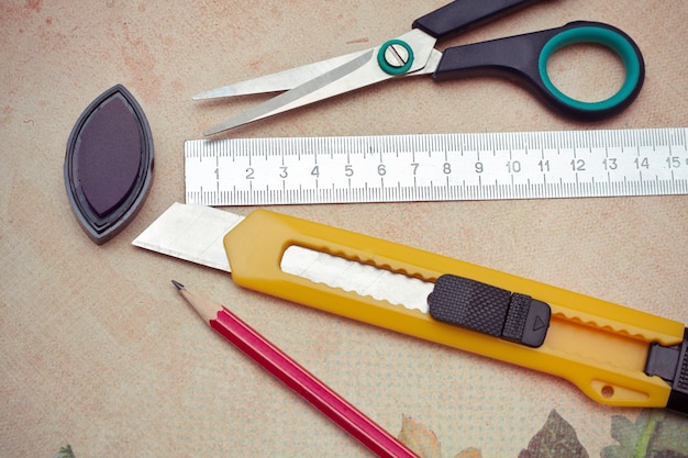 Tools lying on a table, close-up