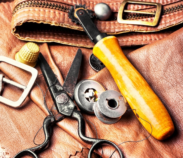 Tools of a tanner for working with leather