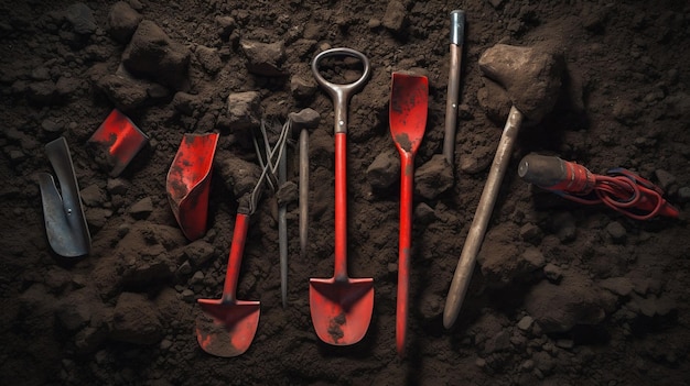 Tools of the Trade Red Working Tools on the Earth