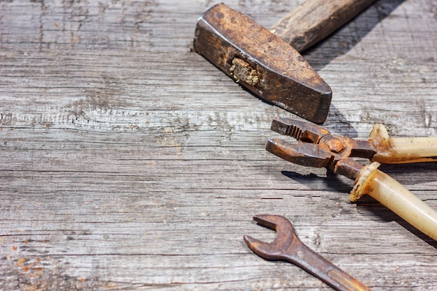 tools on wooden background 