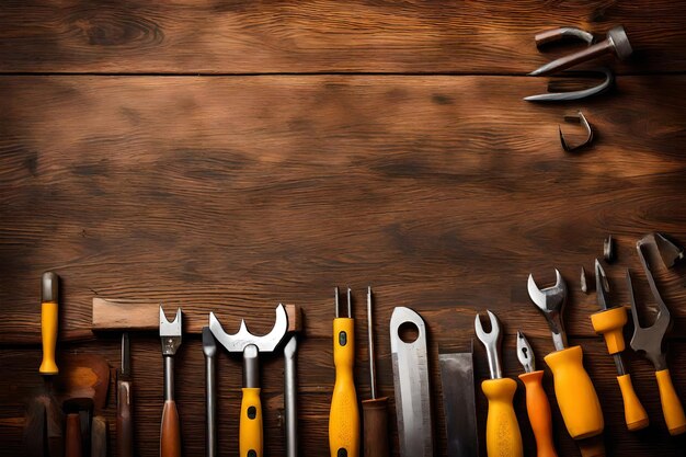 Photo tools on the wooden table