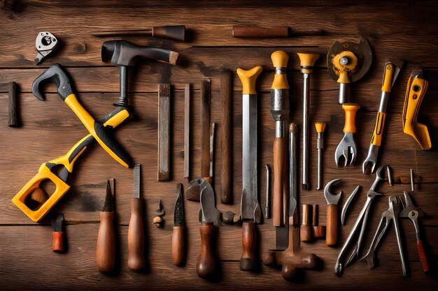 Photo tools on the wooden table