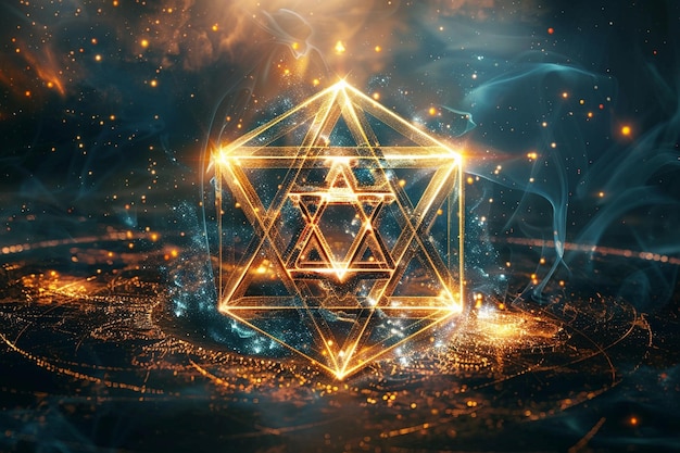 Toon een heilig geometrisch hexagram dat de generatieve ai symboliseert.