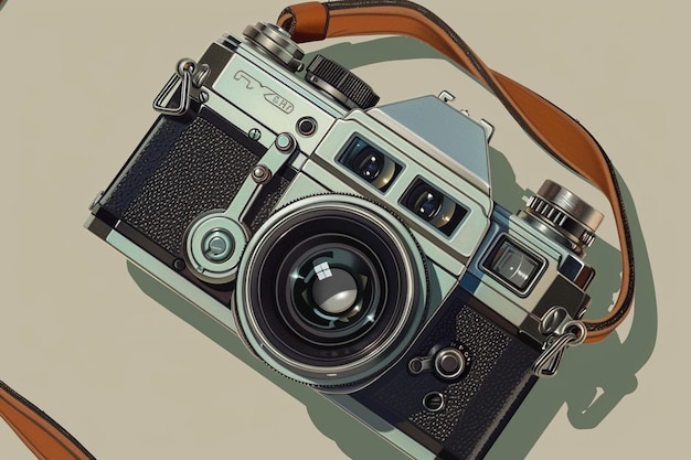 Toon een klassieke filmcamera met een lederen st generatieve ai