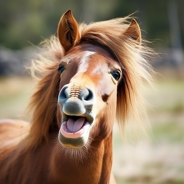 Toon een paard dat geluk uitdrukt.