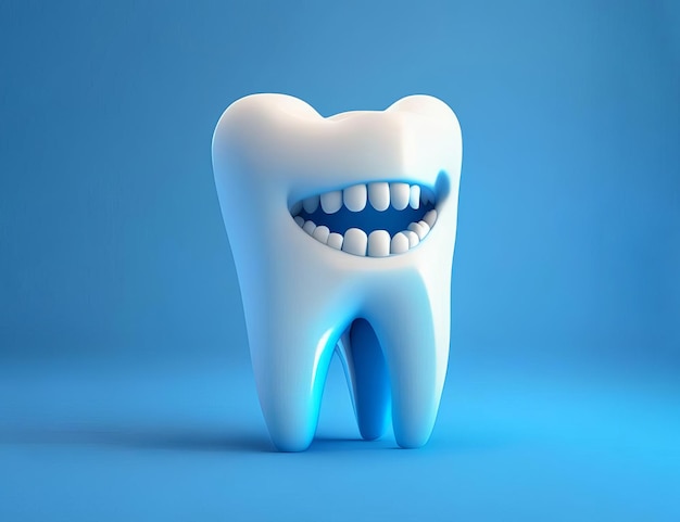 Tooth 3d cartoon smiling character AI generated