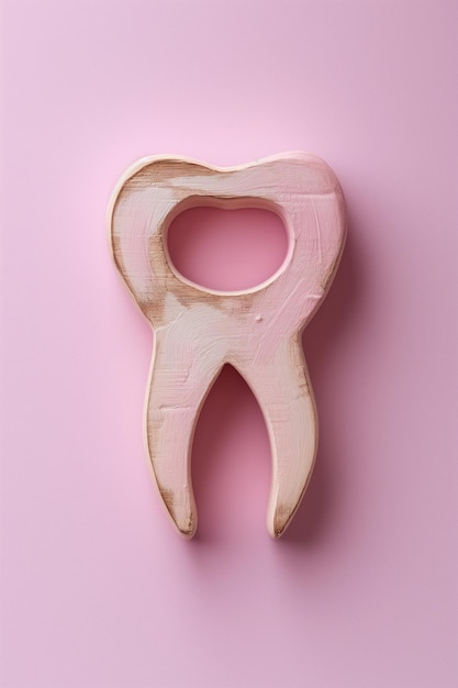 사진 tooth and pink heart on soft pink background for dental and health concepts