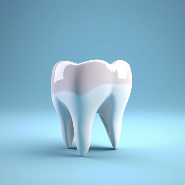 Tooth on blue background 3D illustration 3D rendering