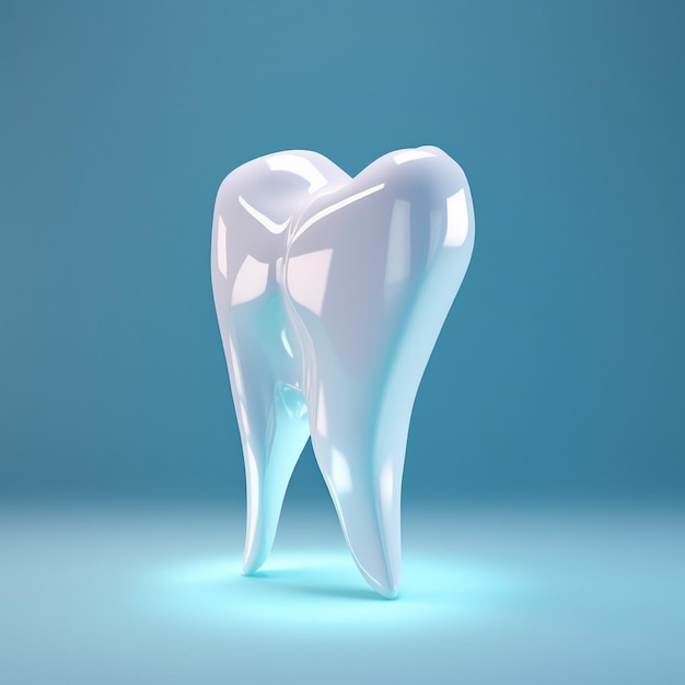 Tooth on blue background 3D illustration 3D rendering
