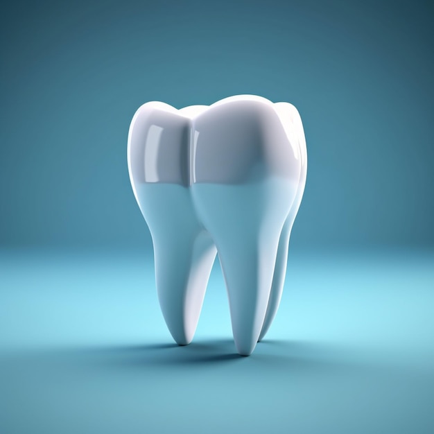 Tooth on blue background 3D illustration 3D rendering