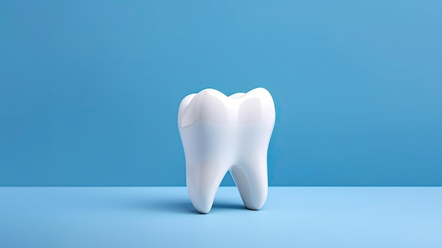 Tooth on blue background