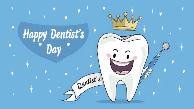 Tooth in the crown with the text Happy Dentists Day