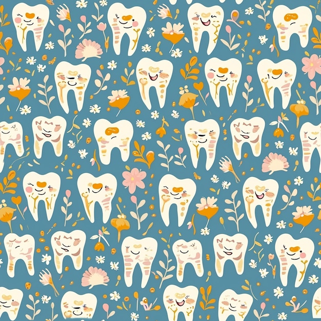 Tooth Girl Digital Paper seamless pattern