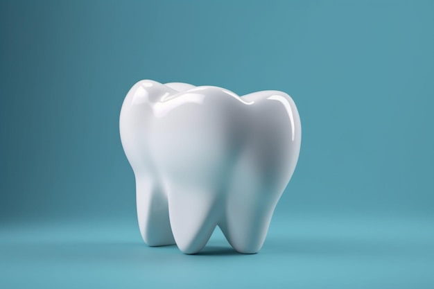 A tooth is shown on a blue background with a blue background.