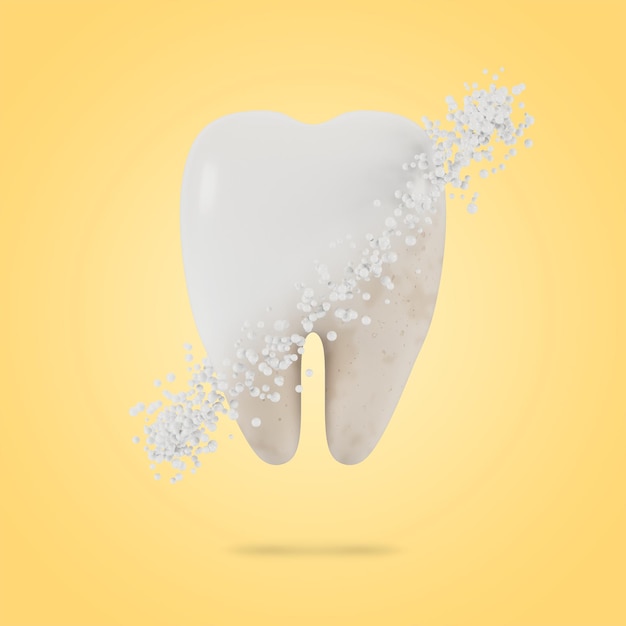 Tooth whitening. The concept of dental examination of teeth, dental health and hygiene. 3D illustration.