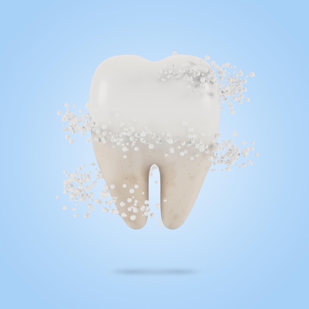 Tooth whitening. The concept of dental examination of teeth, dental health and hygiene. 3D illustration.