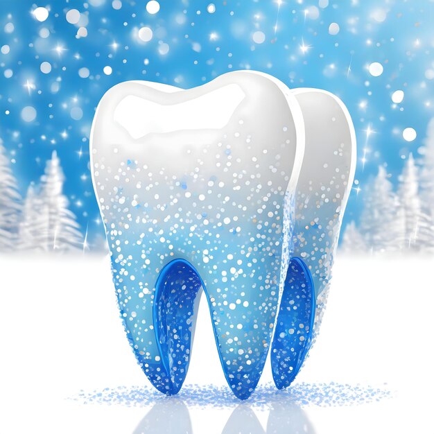 a tooth with a blue background