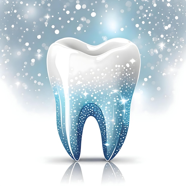 a tooth with a blue background