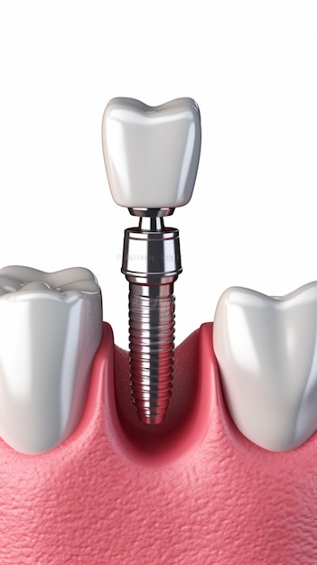 A tooth with a dental implant