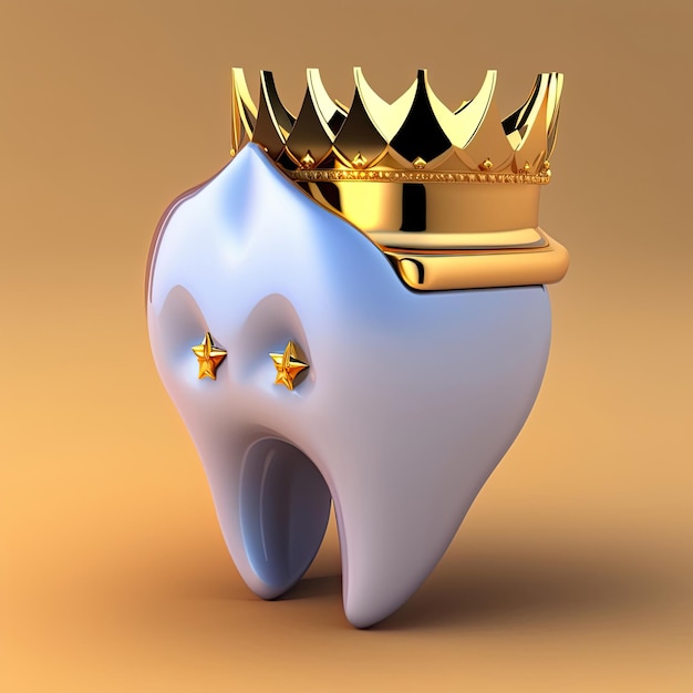 Tooth with gold crown