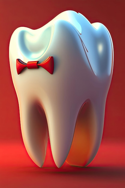 Tooth with red bow