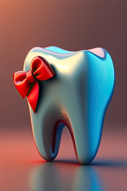 Tooth with red bow