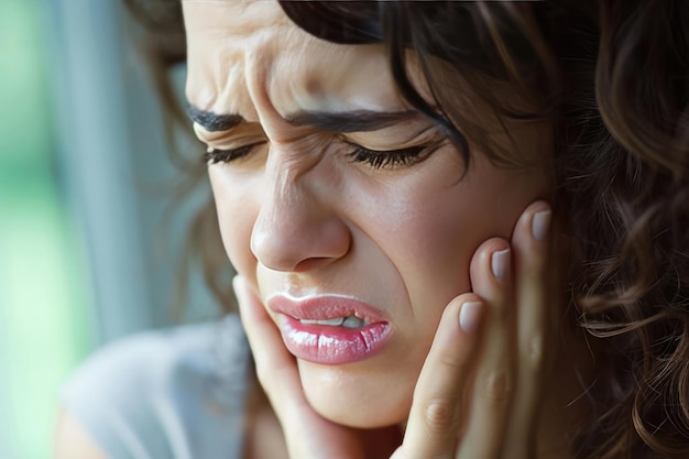 Photo toothache causing pain and dental problems