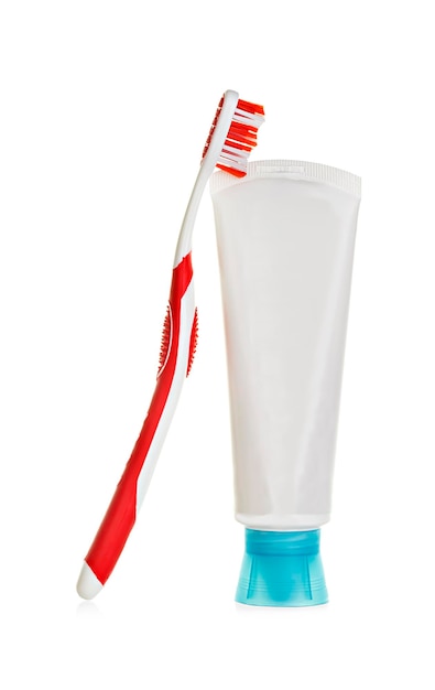 Photo toothbrush and toothpaste