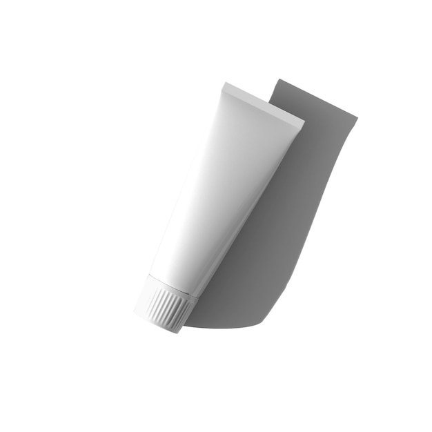 Toothpaste tube mockup Top view with long shadow White background