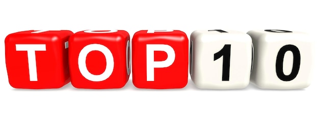 Top 10 word with red and white block