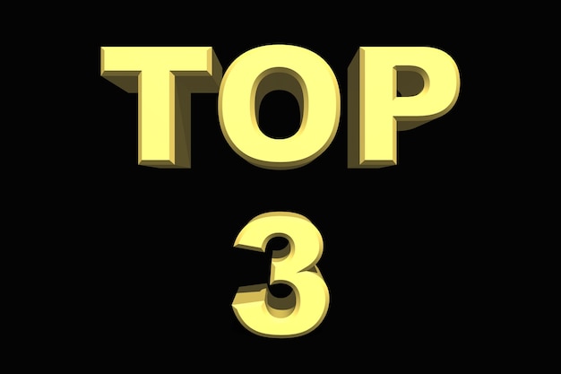 Top 3 word yellow letters on a dark background