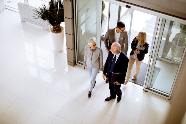 Top angle view at businesspeople colleague team