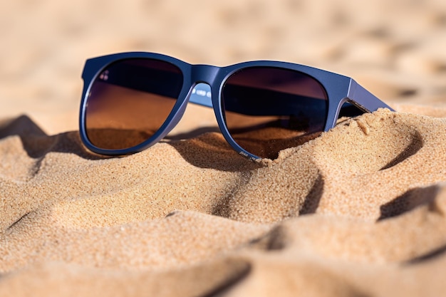 Top brand sunglasses on smooth sand