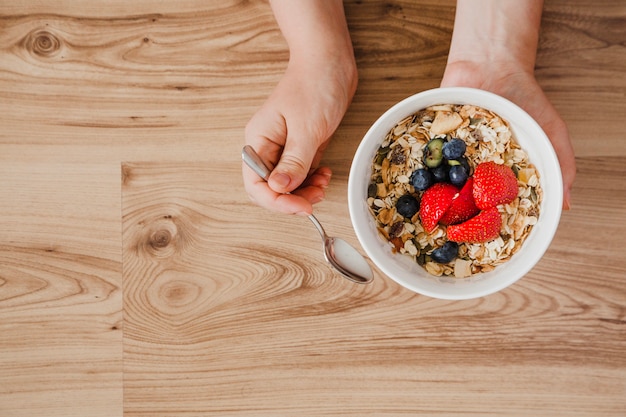 写真 muesliを食べる人の上の拡大図