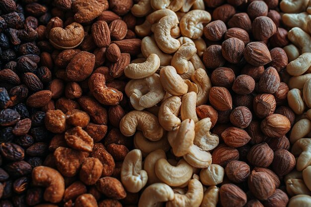 Top closeup view of brazilian nuts brazil cashew and baru nuts