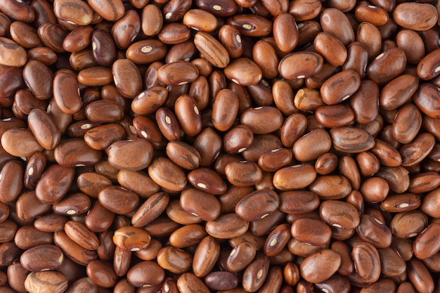 Top closeup view of brown beans