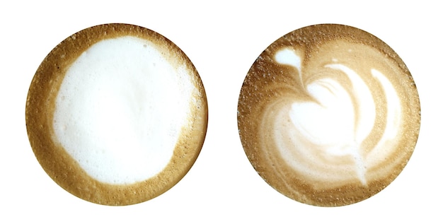 Верх кофе латте, изолированные на белом фоне с обрезкой пути