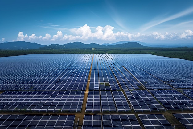 Top down energie Drone vangt zonnepanelen die de nadruk leggen op duurzame hulpbronnen