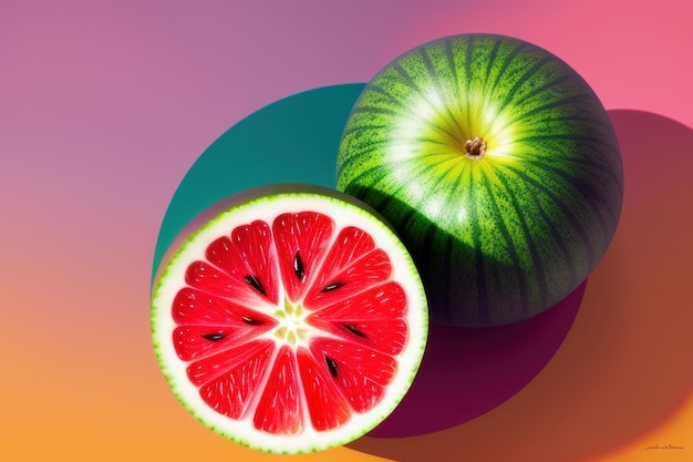 Top down shot of a watermelon