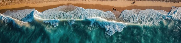 Top down view of the beach and sea