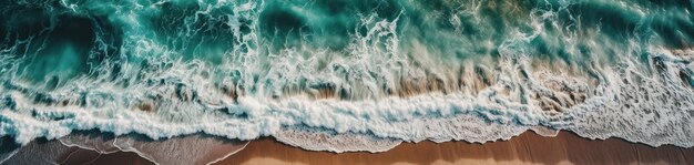 Top down view of the beach and sea