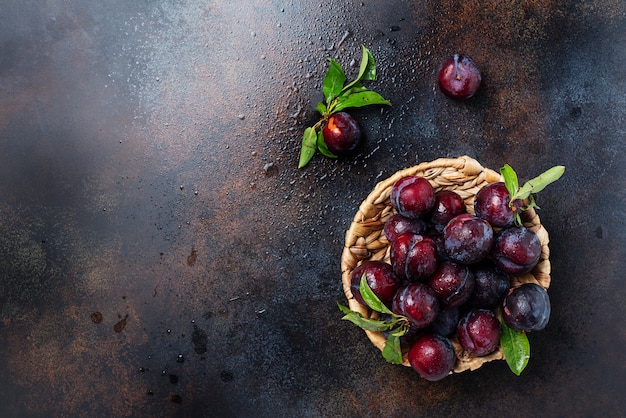 Top down view of sweet plums