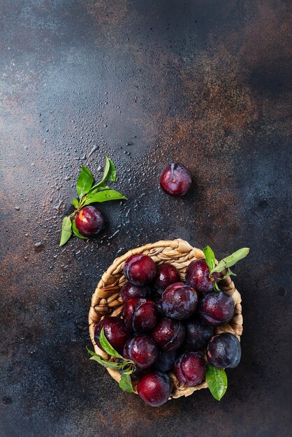 Top down view of sweet plums