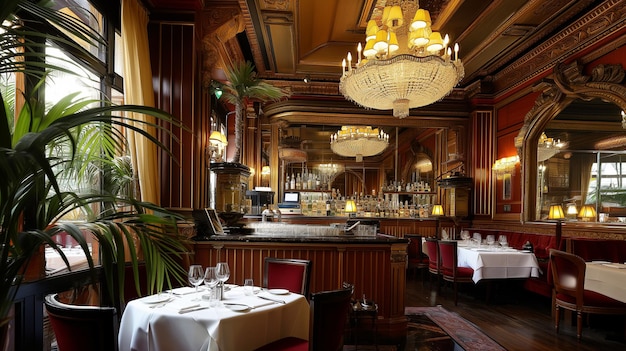 Photo top of the line gourmet french restaurant interior