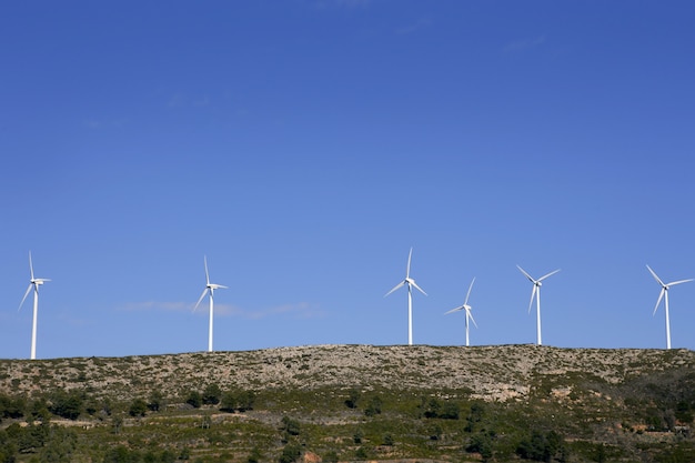 Top of mountain with windmills