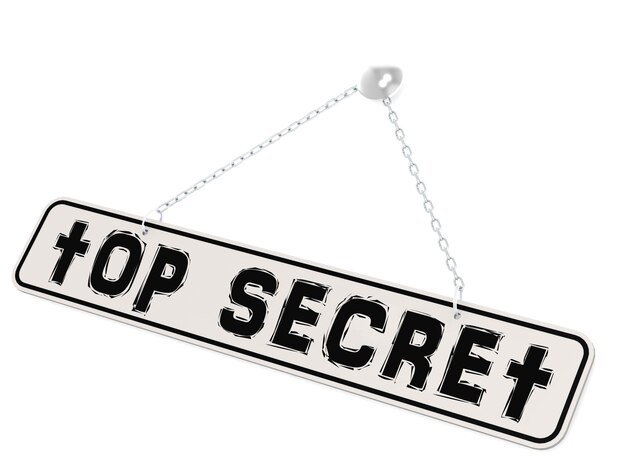 Foto banner top secret su sfondo bianco