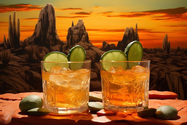 Мексиканский напиток Margaritas on the Rocks на верхней полке